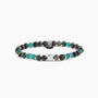 Husk Collection men's bracelet with tiger eye, jasper, labradorite and stainless steel, rhodium finish, adjustable length — detail of the beads.