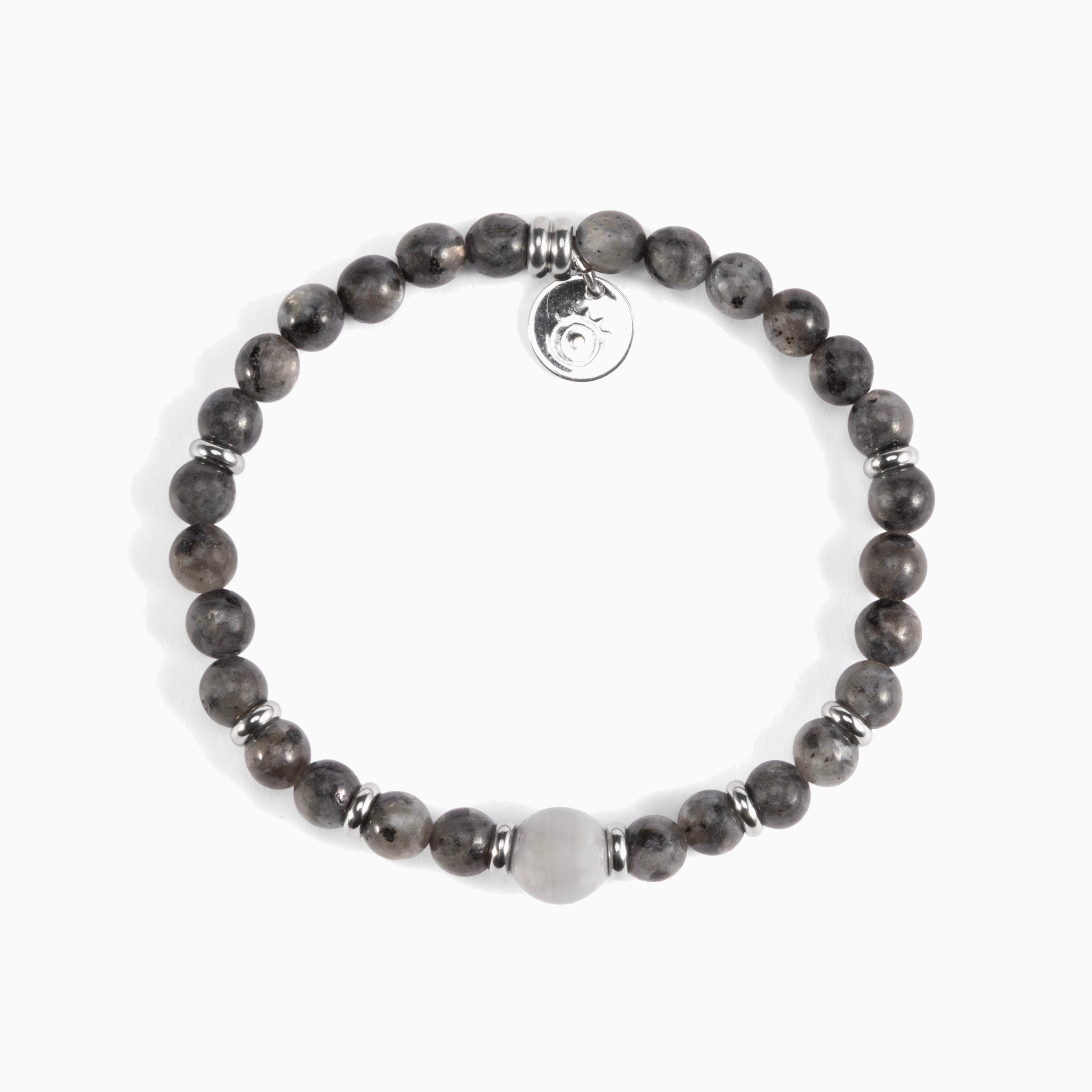 Koko Collection - Bracelet with brown beads and a grey accent bead on a white background