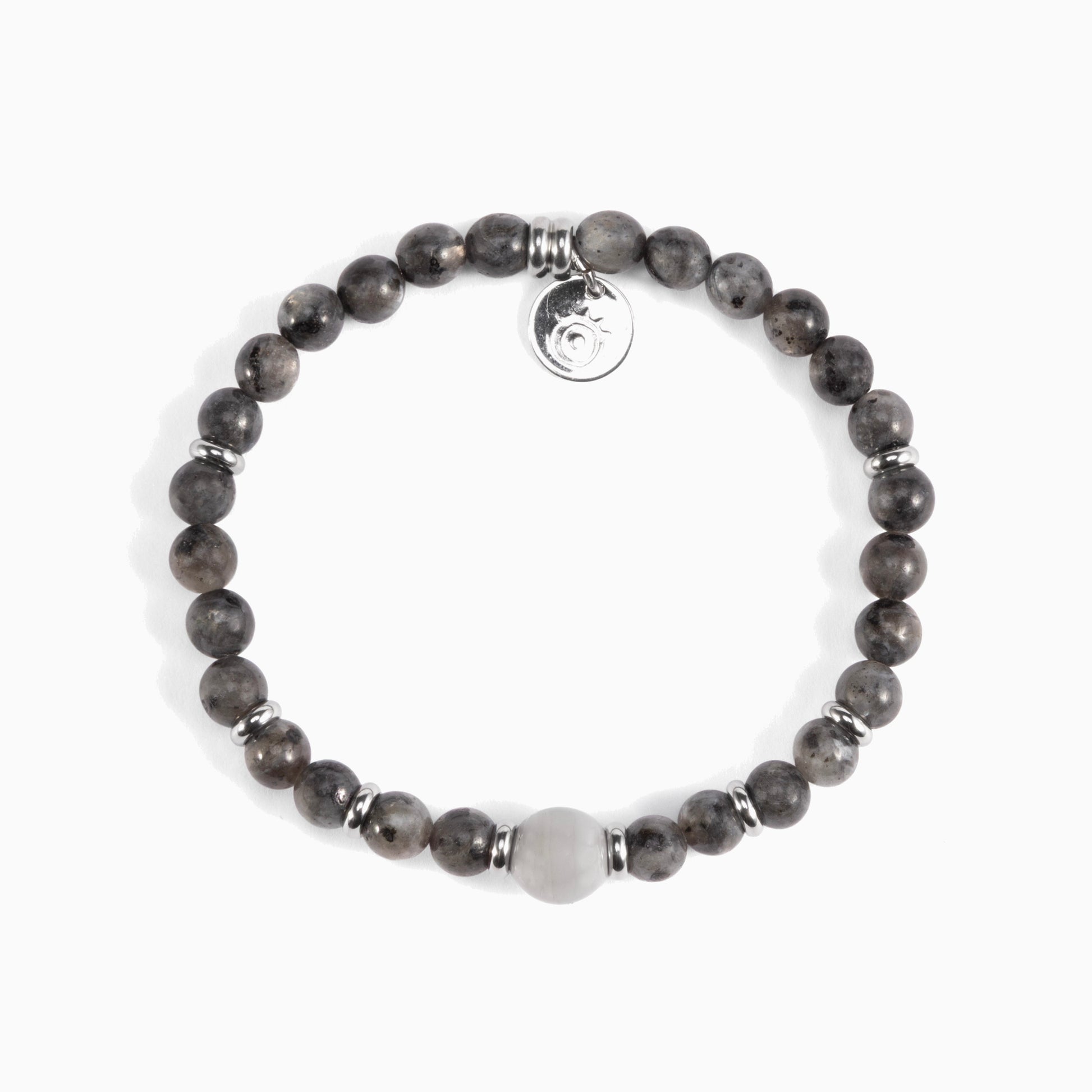 Koko Collection - Bracelet with brown beads and a grey accent bead on a white background