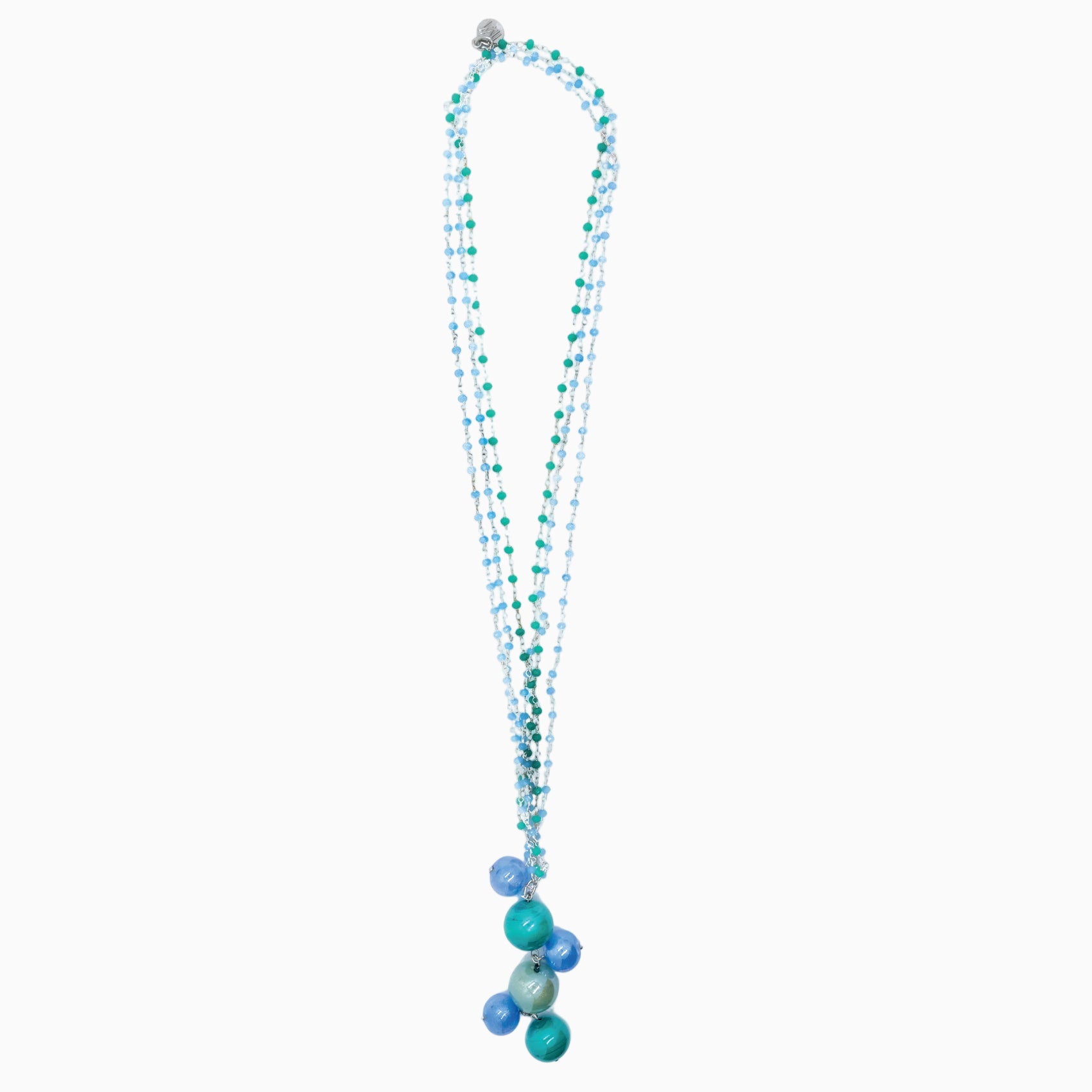 Bubble Opera Necklace, Murano glass with Rhodium Finish over Brass, Made in Italy – Bubble Collection

