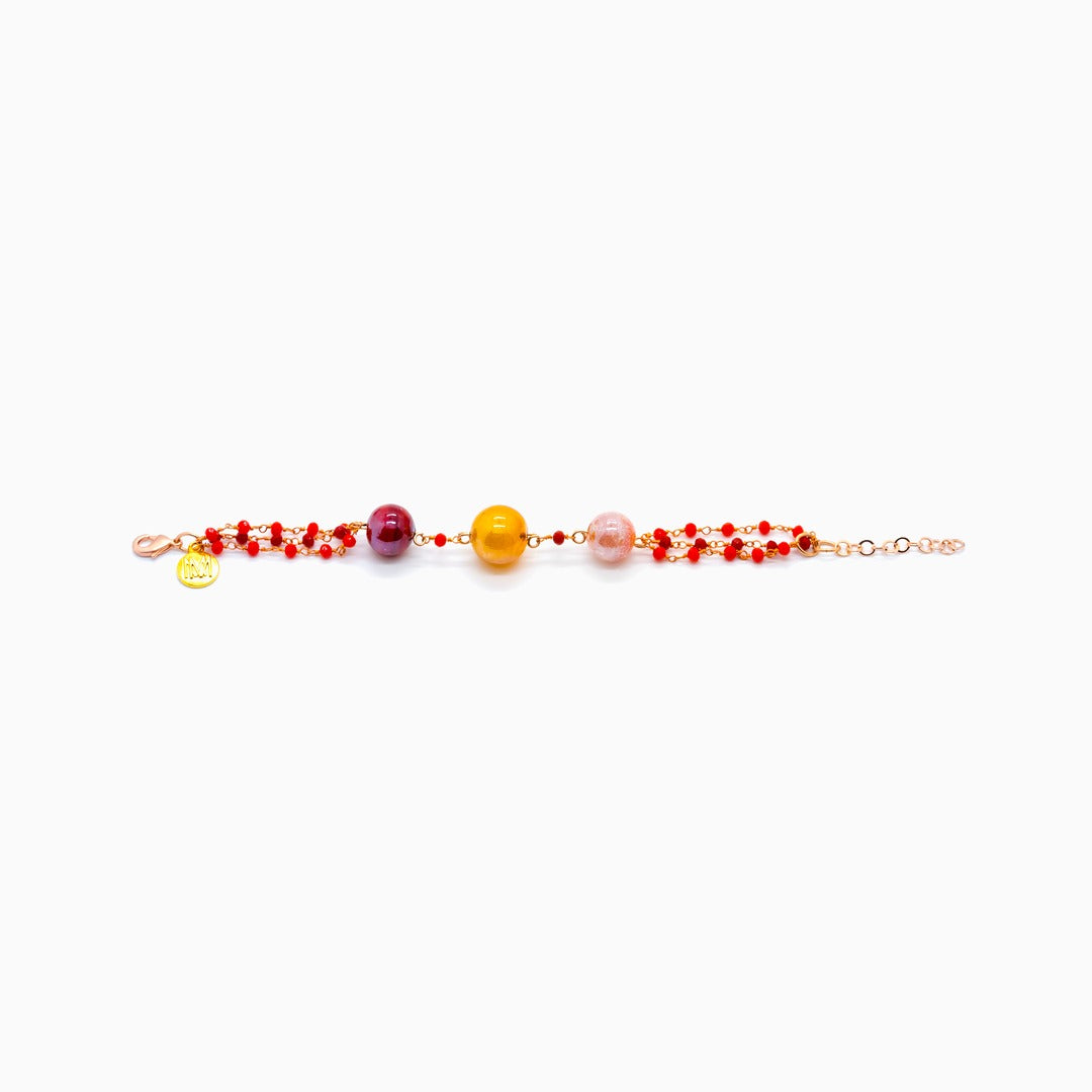 Bubble Bracelet, Murano glass with 18KT Gold Finish over Brass, Made in Italy – Bubble Collection
