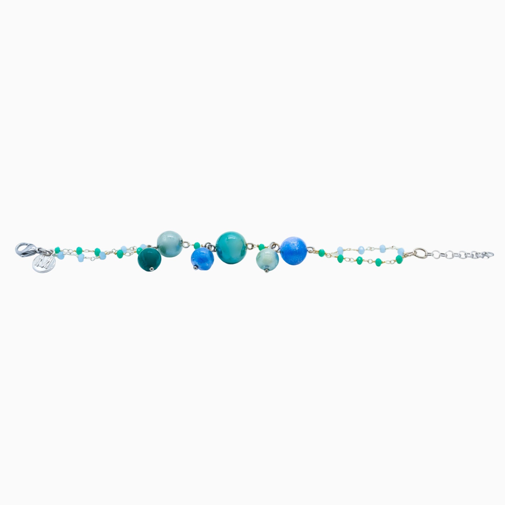 Bubble Bracelet, Murano glass with Rhodium  Finish over Brass, Made in Italy – Bubble Collection