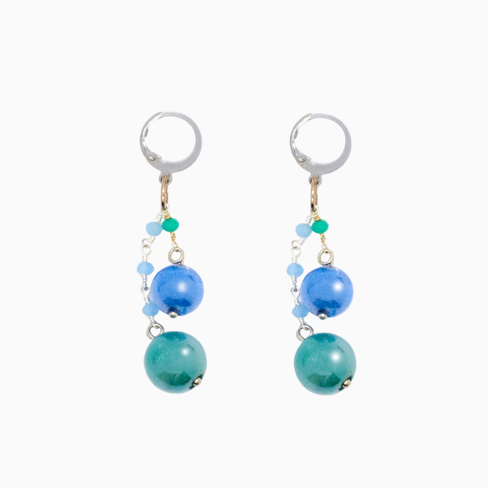 Bubble Earrings, Murano glass with Rhodium Finish over Brass, Made in Italy – Bubble Collection
