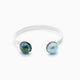 Drop bracelet, Murano glass with rhodium finish over brass, Made in Italy — detail of the beadwork.