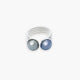 Drop ring, Murano glass with rhodium finish over brass, Made in Italy — detail of the band.