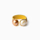 Drop ring, Murano glass with 18KT gold finish over brass, Made in Italy — angled view.