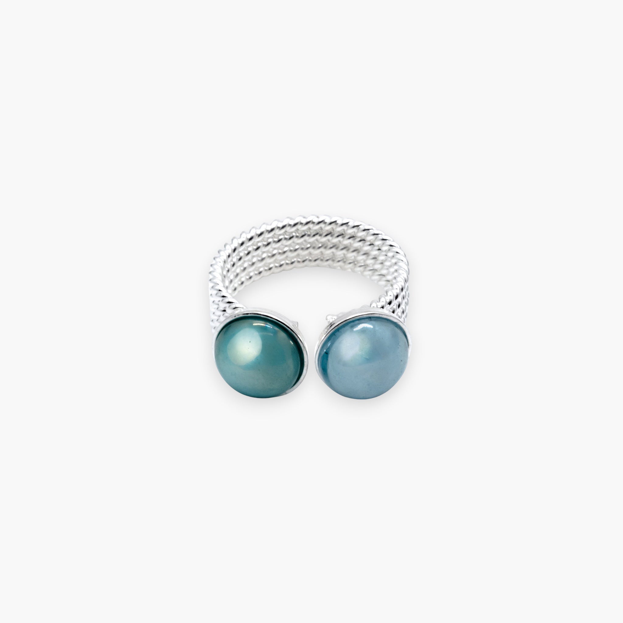 Drop Ring, Murano glass with Rhodium Finish over Brass, Made in Italy – Drop Collection