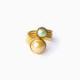 Drop contraries ring, Murano glass with 18KT gold finish over brass, Made in Italy — detail of the band.
