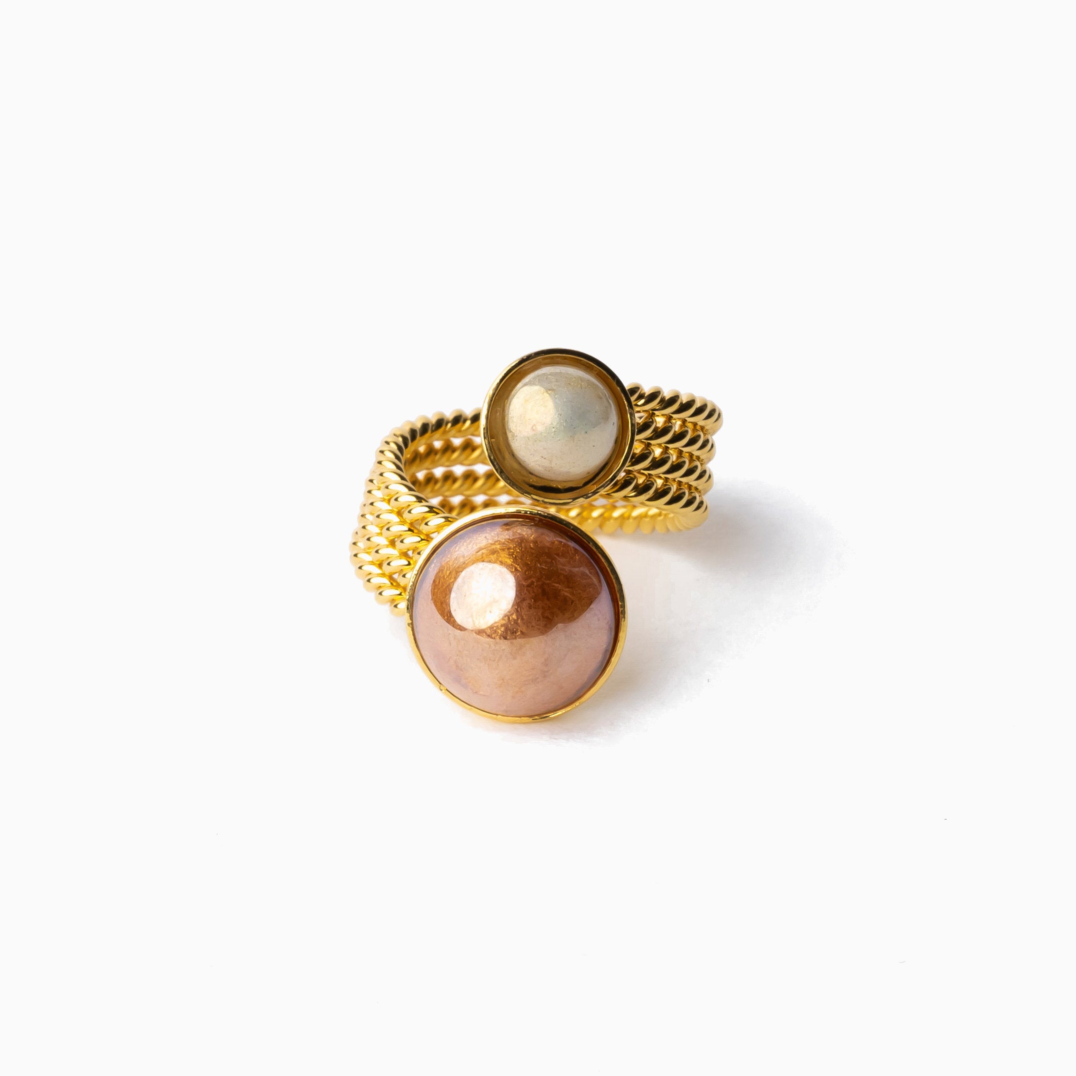 Drop Ring, Murano glass with 18KT Gold Finish over Brass, Made in Italy – Drop Collection
