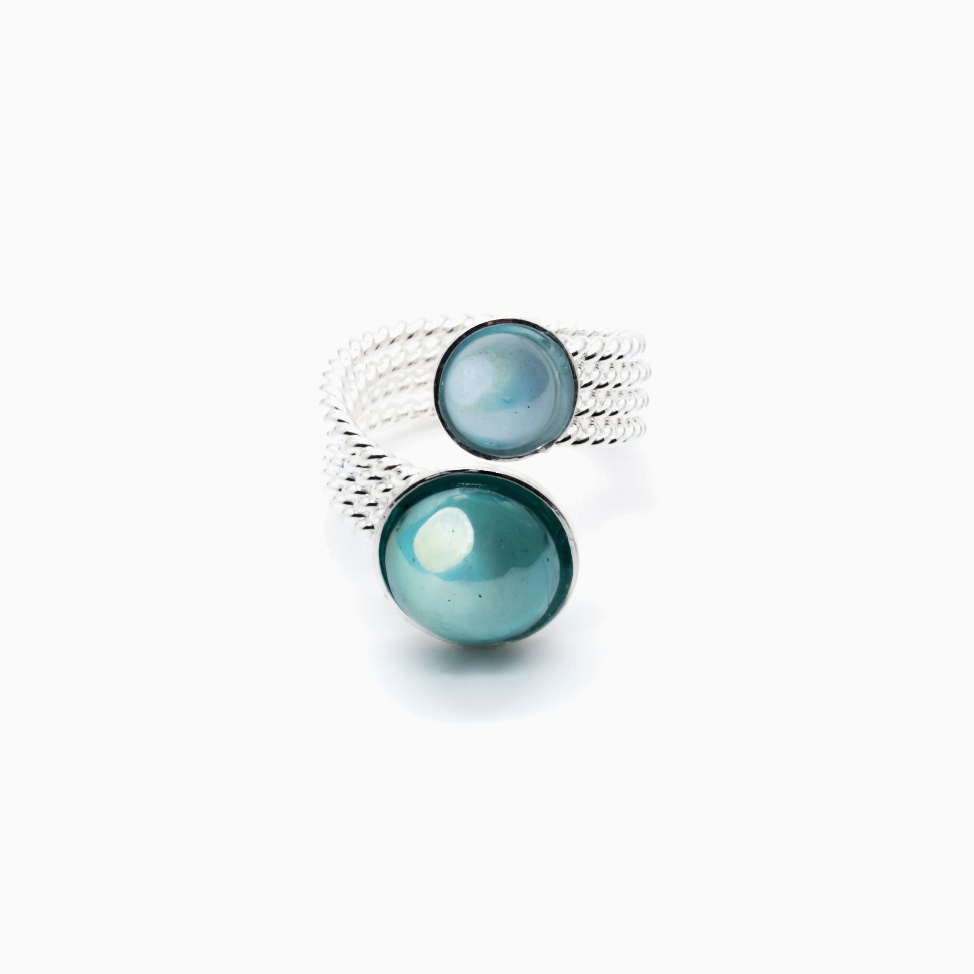 Drop Ring, Murano glass with Rhodium Finish over Brass, Made in Italy – Drop Collection