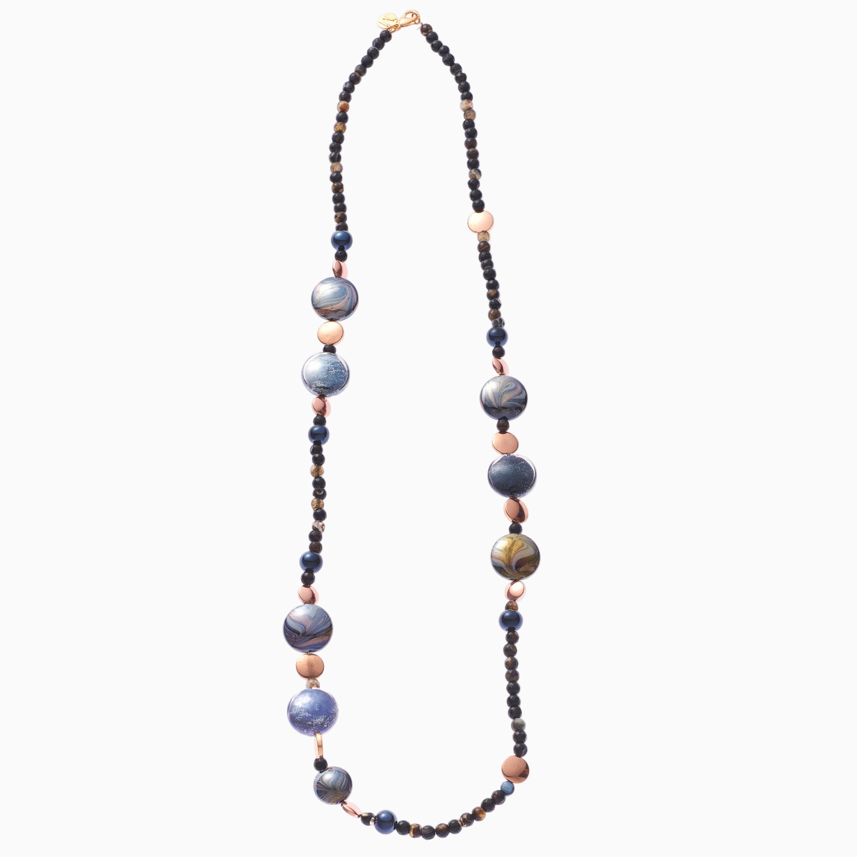 Atena Opera Necklace, Murano glass with Gold Finish over Steel, Made in Italy – Atena Collection
