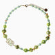 Zefiro necklace collier, Murano glass with 18KT gold finish over brass and stainless steel clasp, Made in Italy — detail of the beadwork.