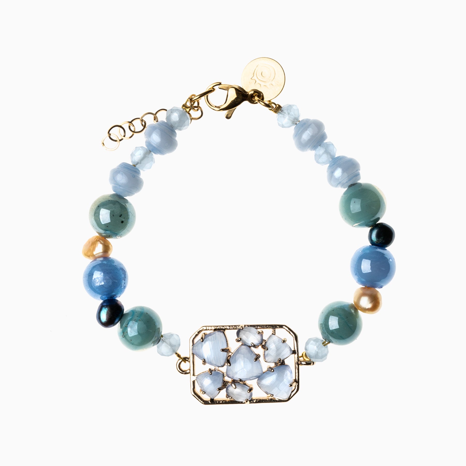 Zefiro Bracelet, Murano glass with 18KT Gold Finish over Brass and Stainless Steel clasp, Made in Italy – Zefiro Collection