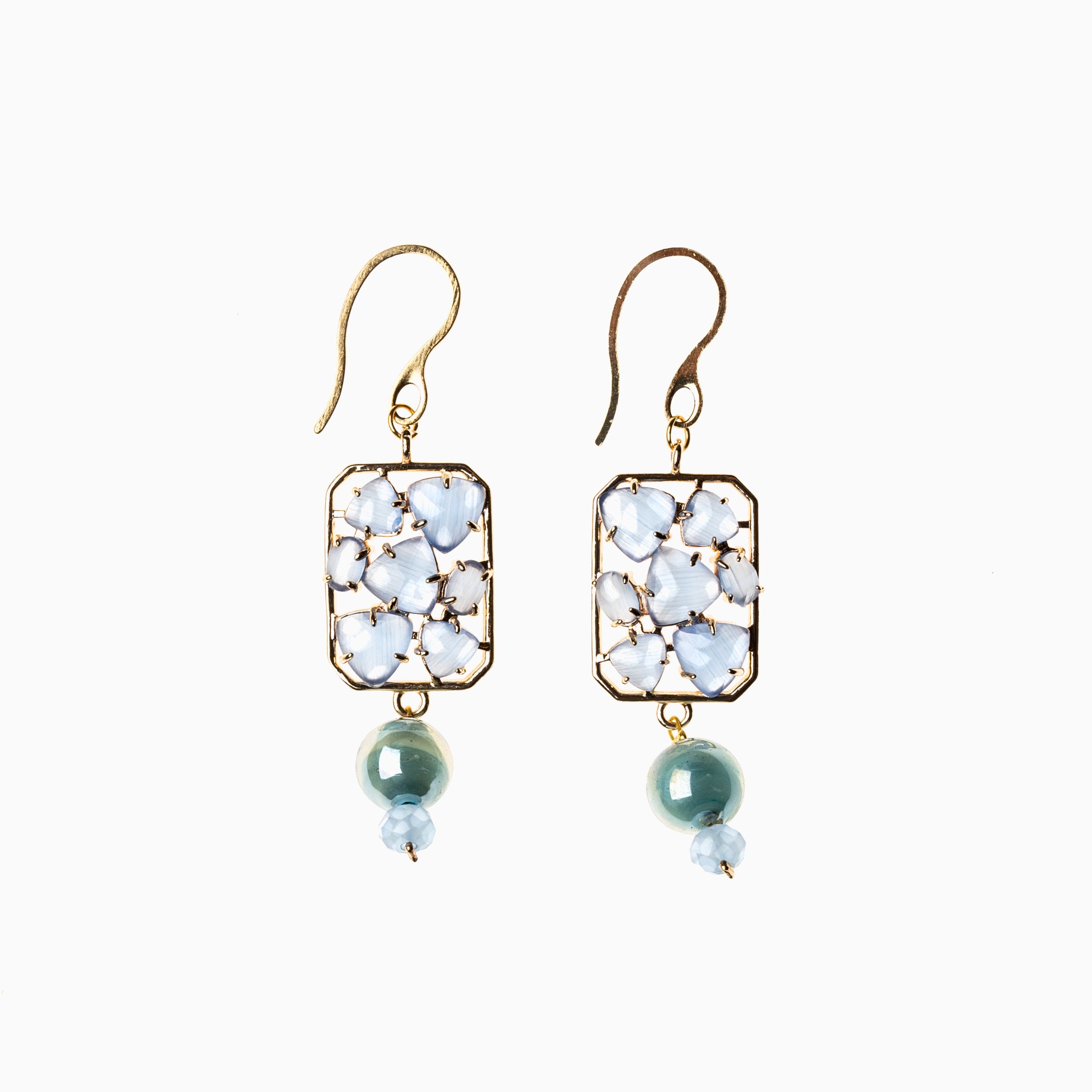 Zefiro Earrings, Murano glass with 18KT Gold Finish over Brass and Stainless Steel, Made in Italy – Zefiro Collection