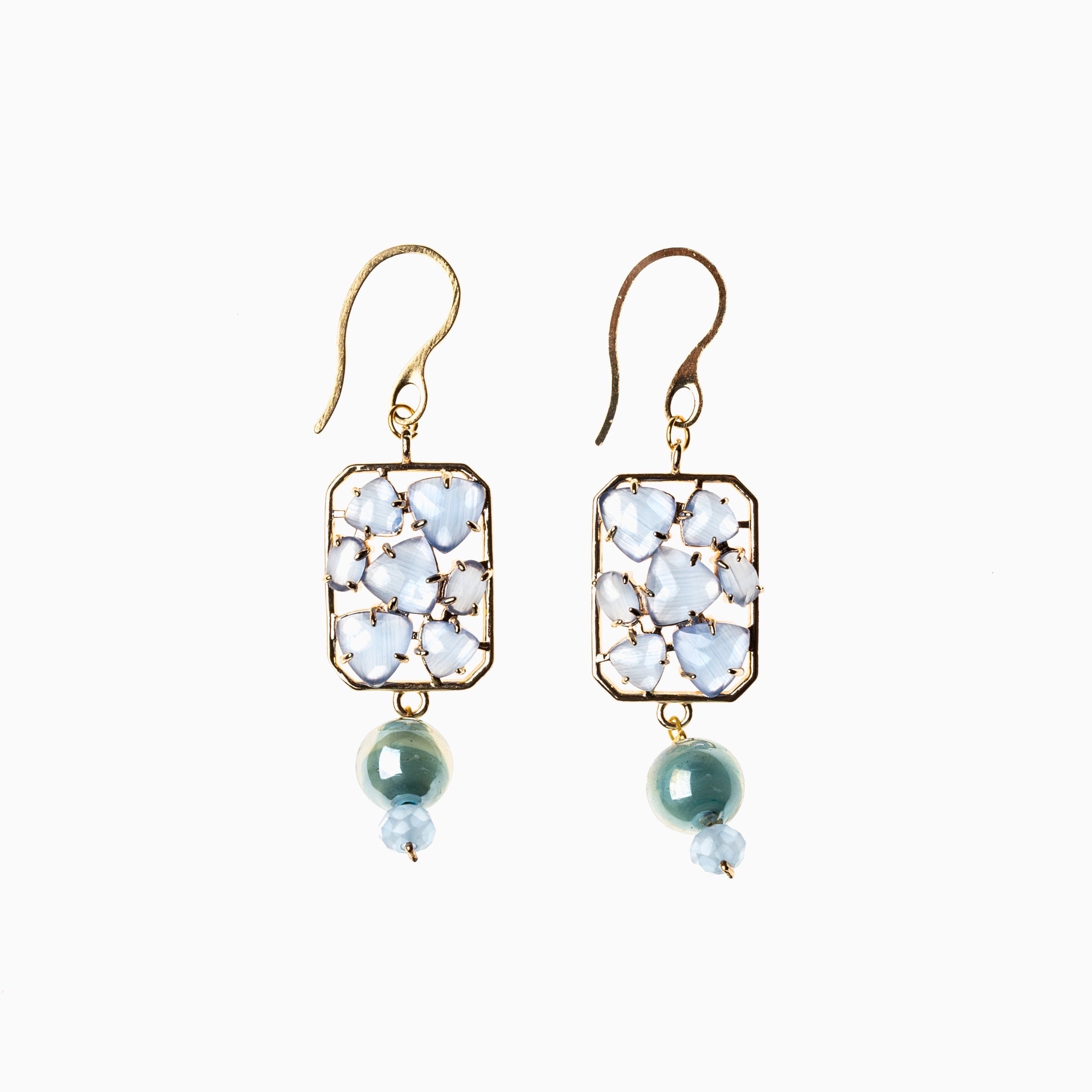 Zefiro Earrings, Murano glass with 18KT Gold Finish over Brass and Stainless Steel hook, Made in Italy – Zefiro Collection