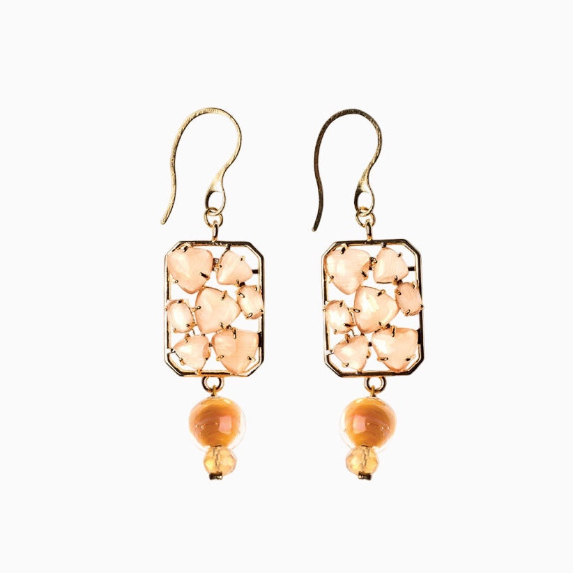 Zefiro Earrings, Murano glass with 18KT Gold Finish over Brass and Stainless Steel hook, Made in Italy – Zefiro Collection