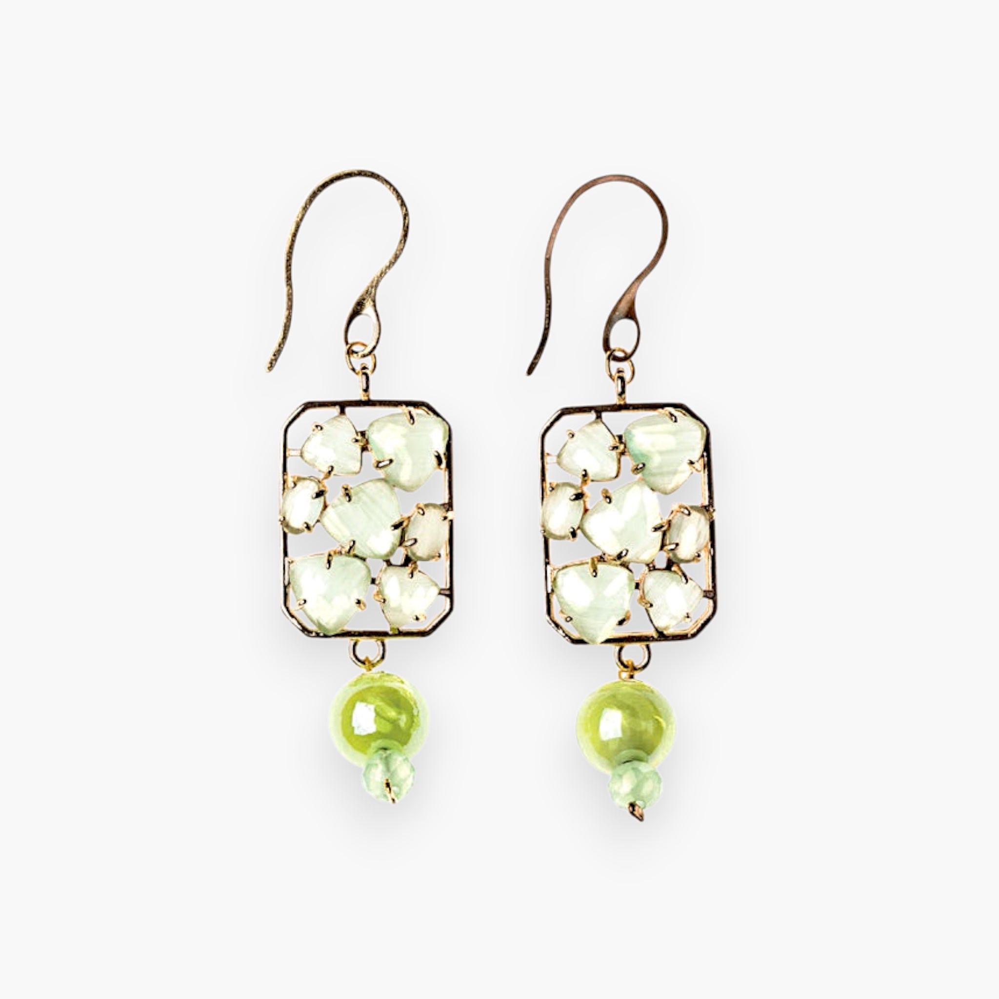 Zefiro Earrings, Murano glass with 18KT Gold Finish over Brass and Stainless Steel hook, Made in Italy – Zefiro Collection