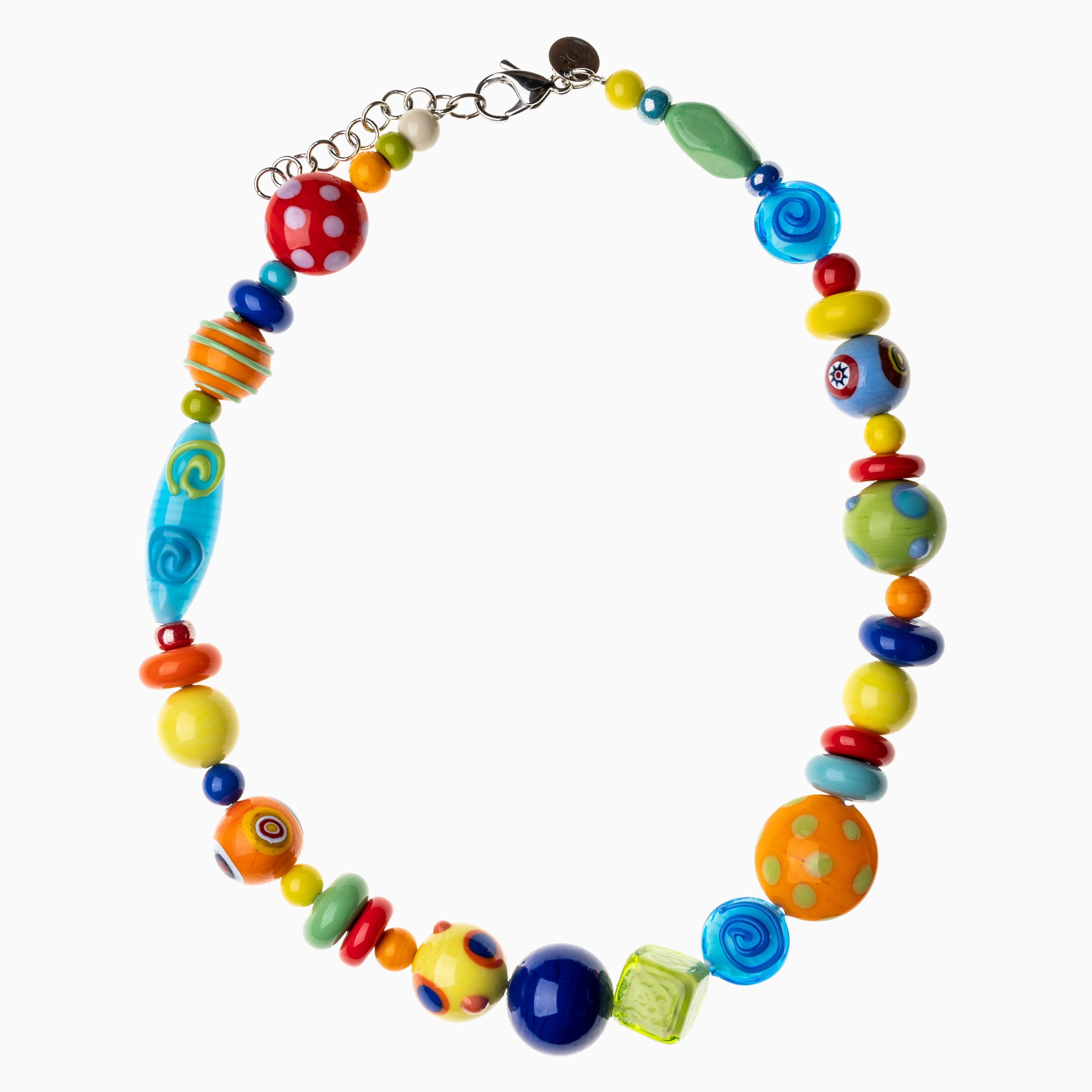 Carioca Necklace Collier, Murano glass with Rhodium Finish over Brass and Stainless Steel, Made in Italy – Carioca Collection
