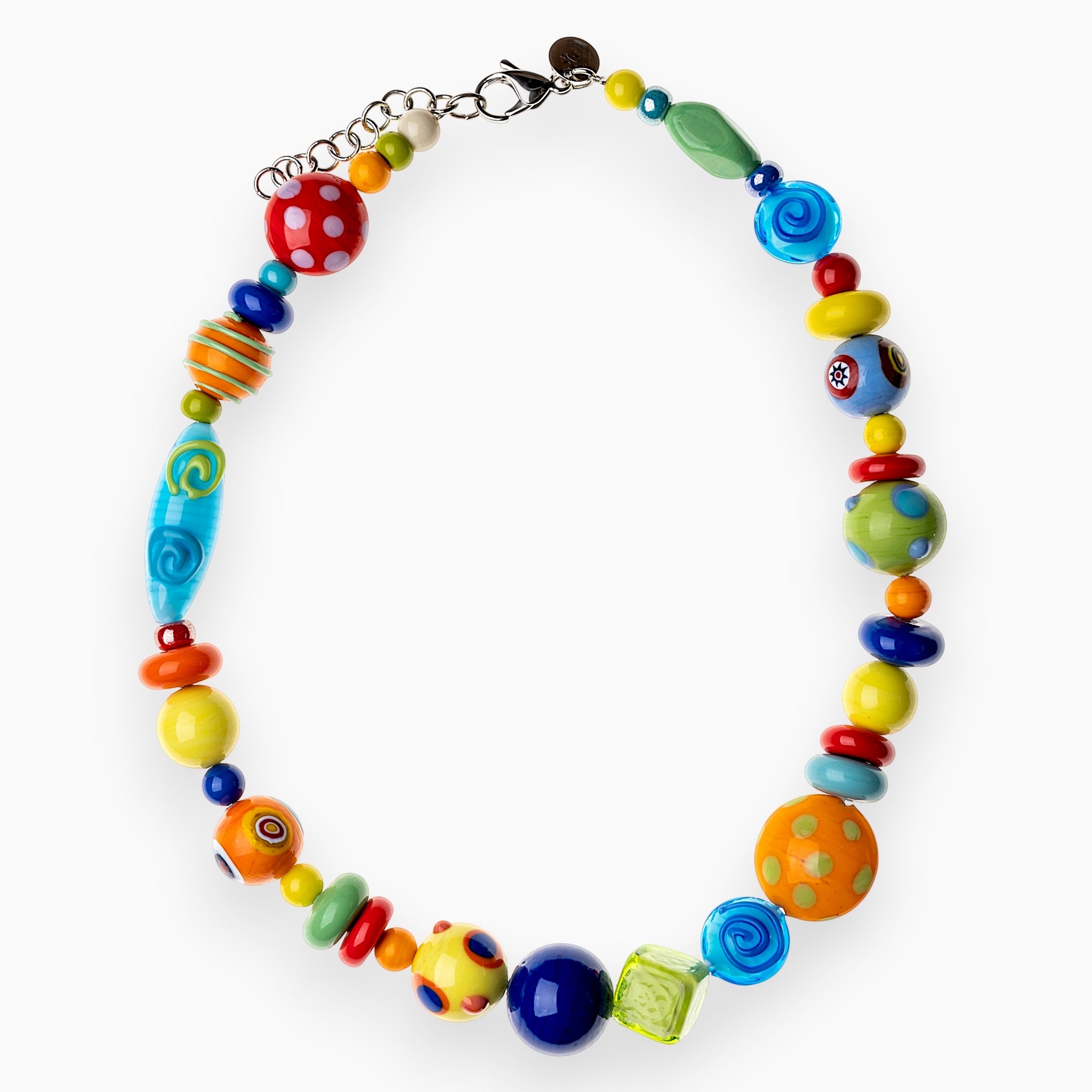 Carioca Necklace Collier, Murano glass with Rhodium Finish over Stainless Steel, Made in Italy – Carioca Collection