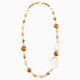 Aura opera necklace in Murano glass with 18KT gold finish over brass and stainless steel clasp, Made in Italy — front view.