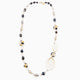 Aura Murano glass opera necklace, 18KT gold finish over brass with stainless steel clasp — detail view, Made in Italy.