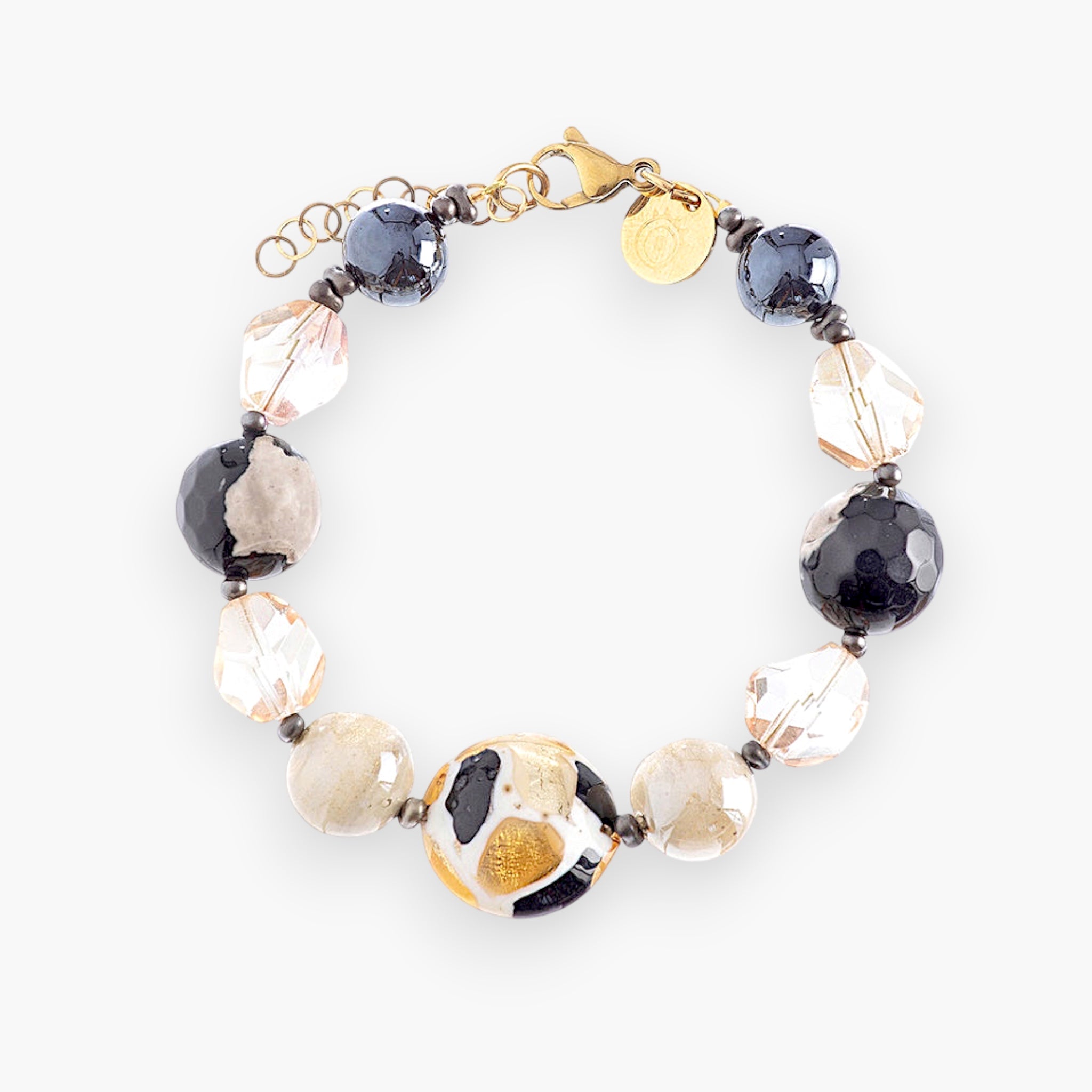 Aura Bracelet, Murano glass with 18KT Gold Finish over Steel, Made in Italy – Aura Collection