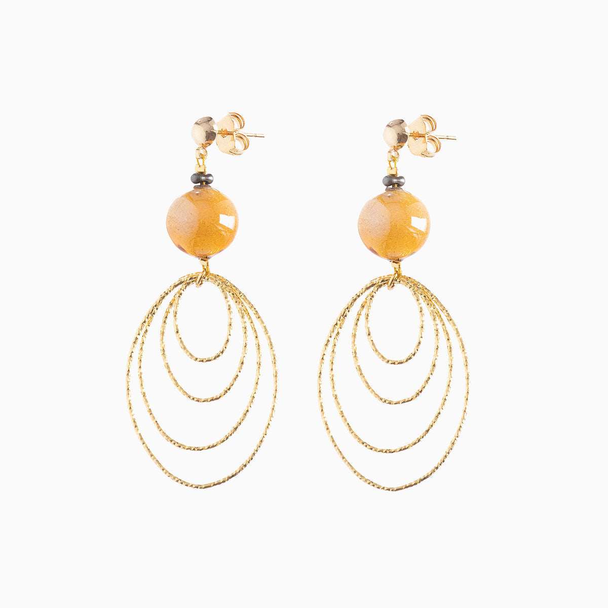 Aura Earrings, Murano glass with 18KT Gold Finish over Brass, Made in Italy – Aura Collection
