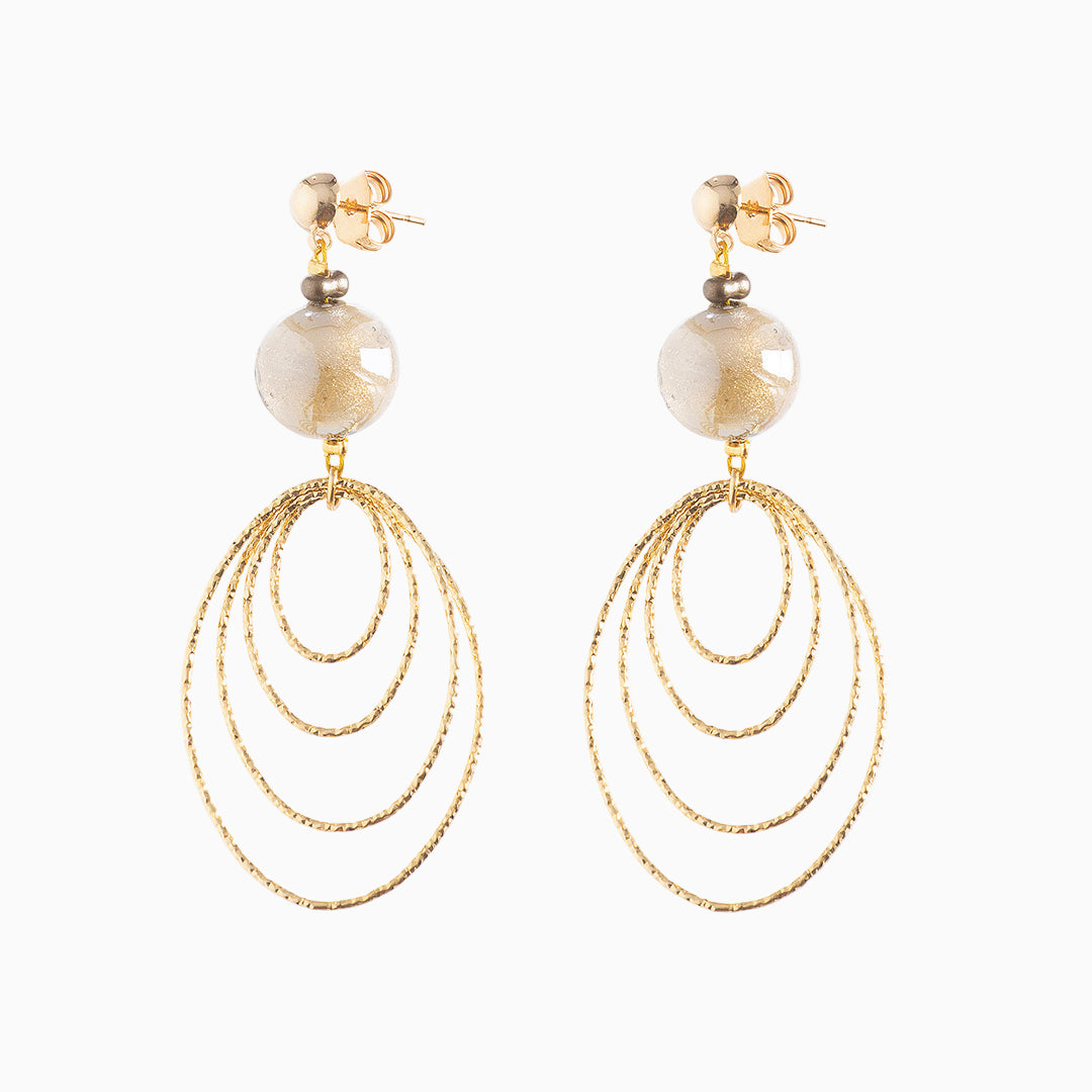Aura Earrings, Murano glass with 18KT Gold Finish over Brass, Made in Italy – Aura Collection
