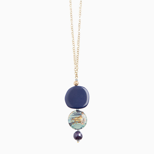 Gaia Pendant Necklace, Murano glass with 18KT Gold Finish over Stainless Steel, Made in Italy – Gaia Collection
