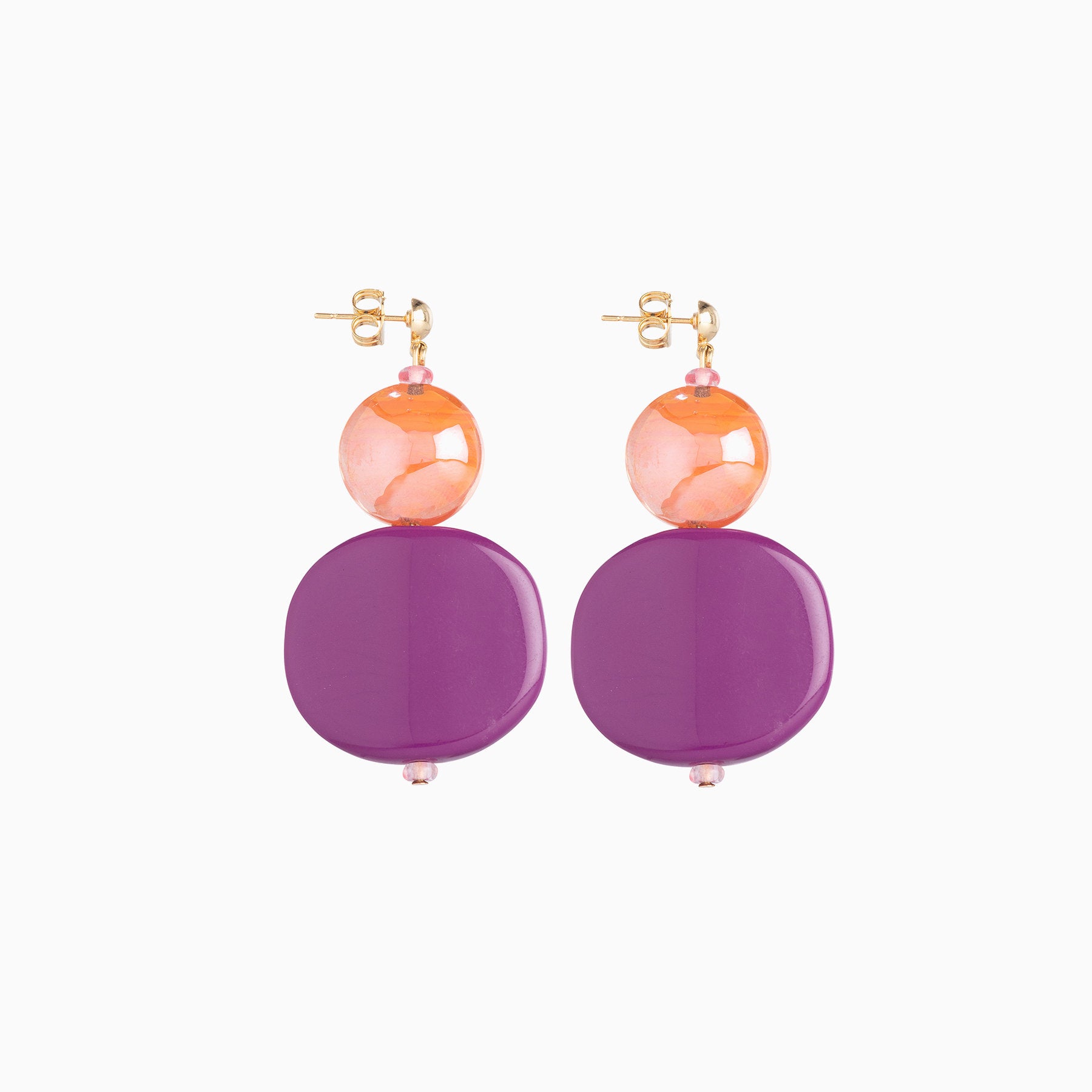 Gaia Earrings, Murano glass with 18KT Gold Finish over Brass, Made in Italy – Gaia Collection
