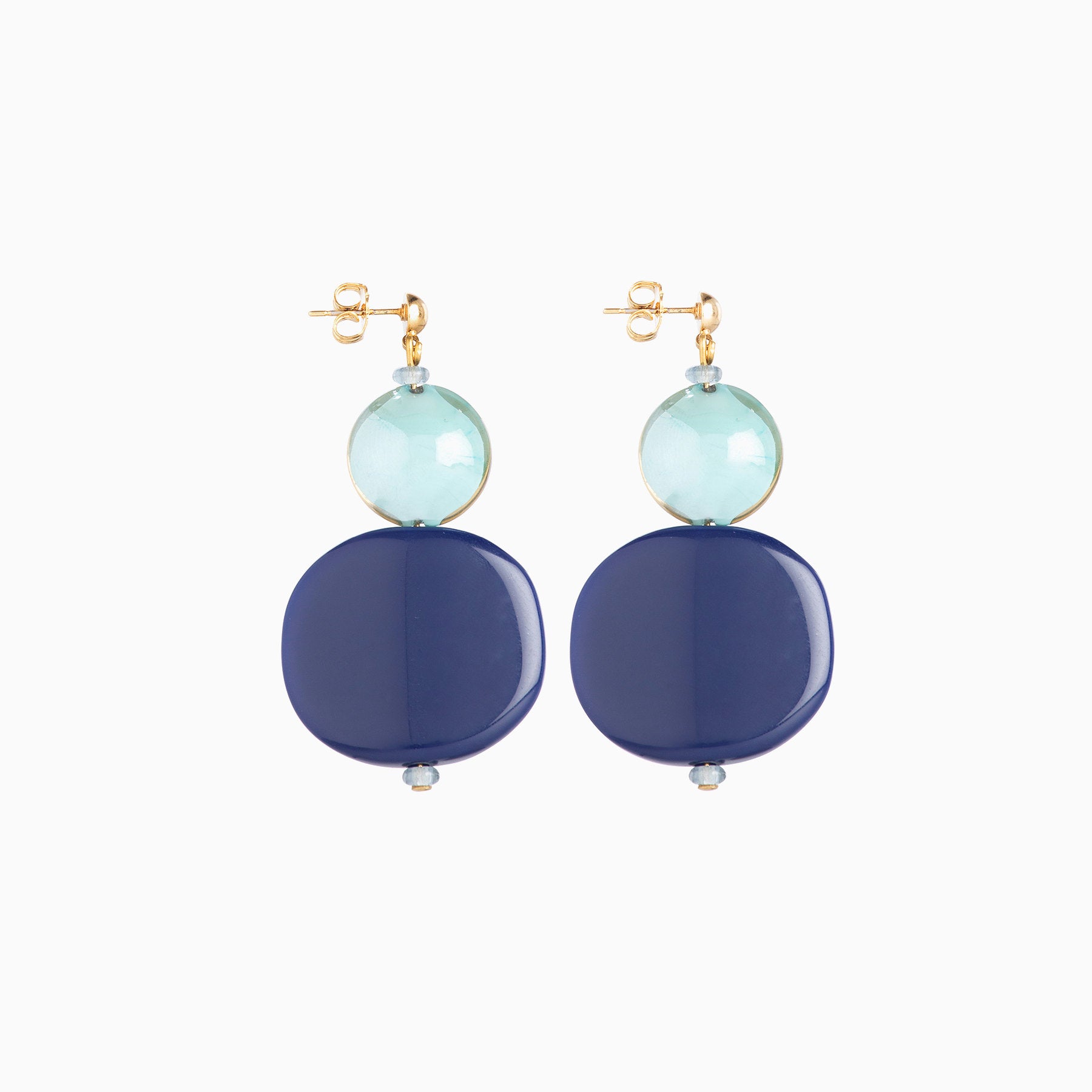 Gaia Earrings, Murano glass with 18KT Gold Finish over Brass, Made in Italy – Gaia Collection

