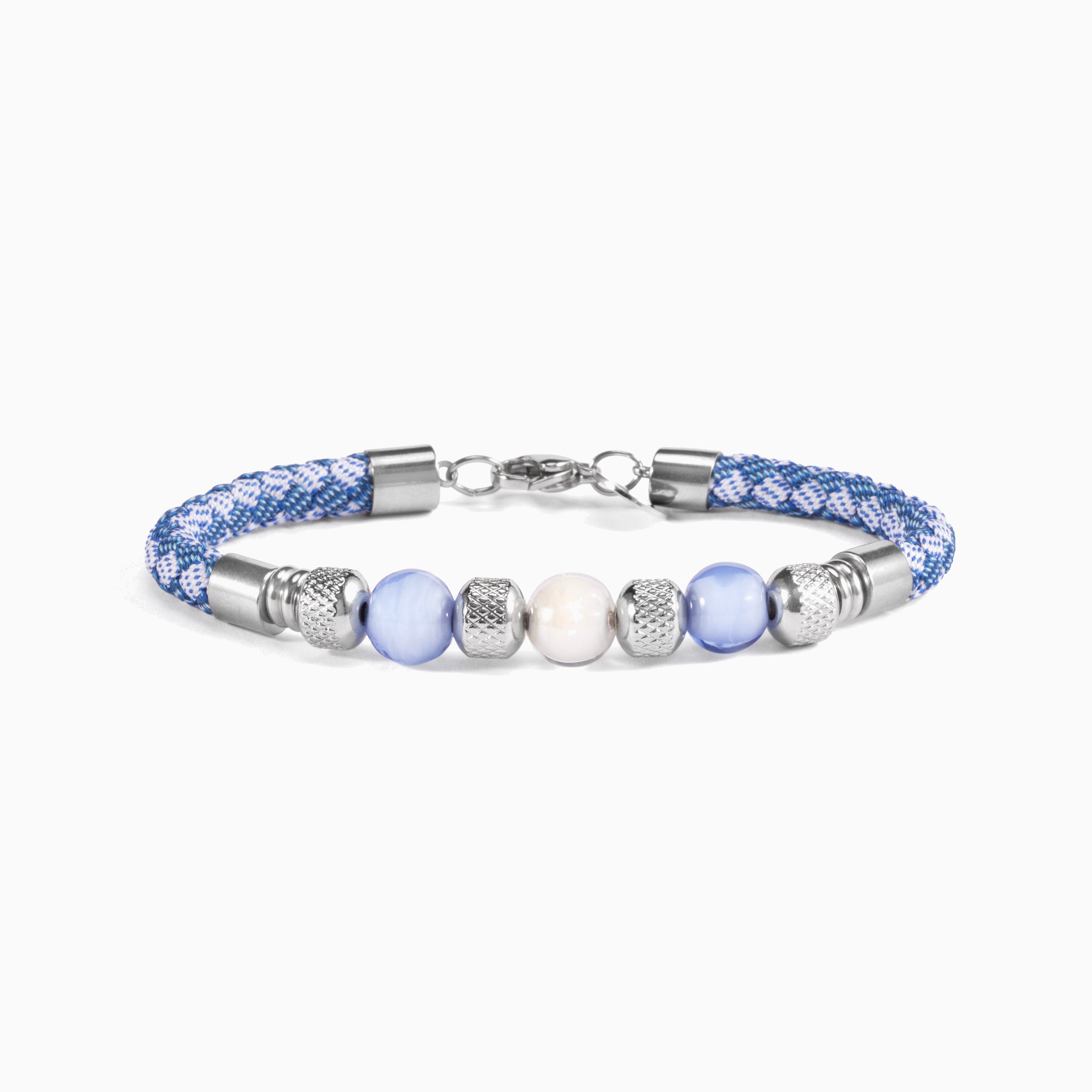 Malbec steel and polyester bracelet with stainless steel detailing, 7.9 inches length, contemporary Italian design.