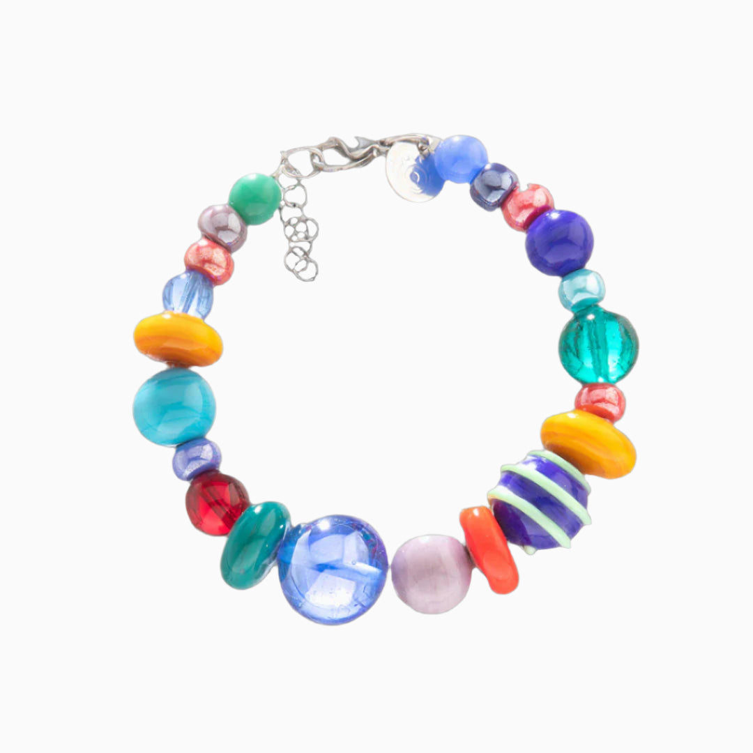 Elettra Bracelet, Murano glass with Rhodium Finish over Stainless Steel, Made in Italy – Elettra Collection