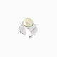 Seaside Serenity Murano glass band ring, rhodium finish over brass — angled view, Made in Italy.