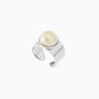 Seaside Serenity Murano glass band ring, rhodium finish over brass — angled view, Made in Italy.