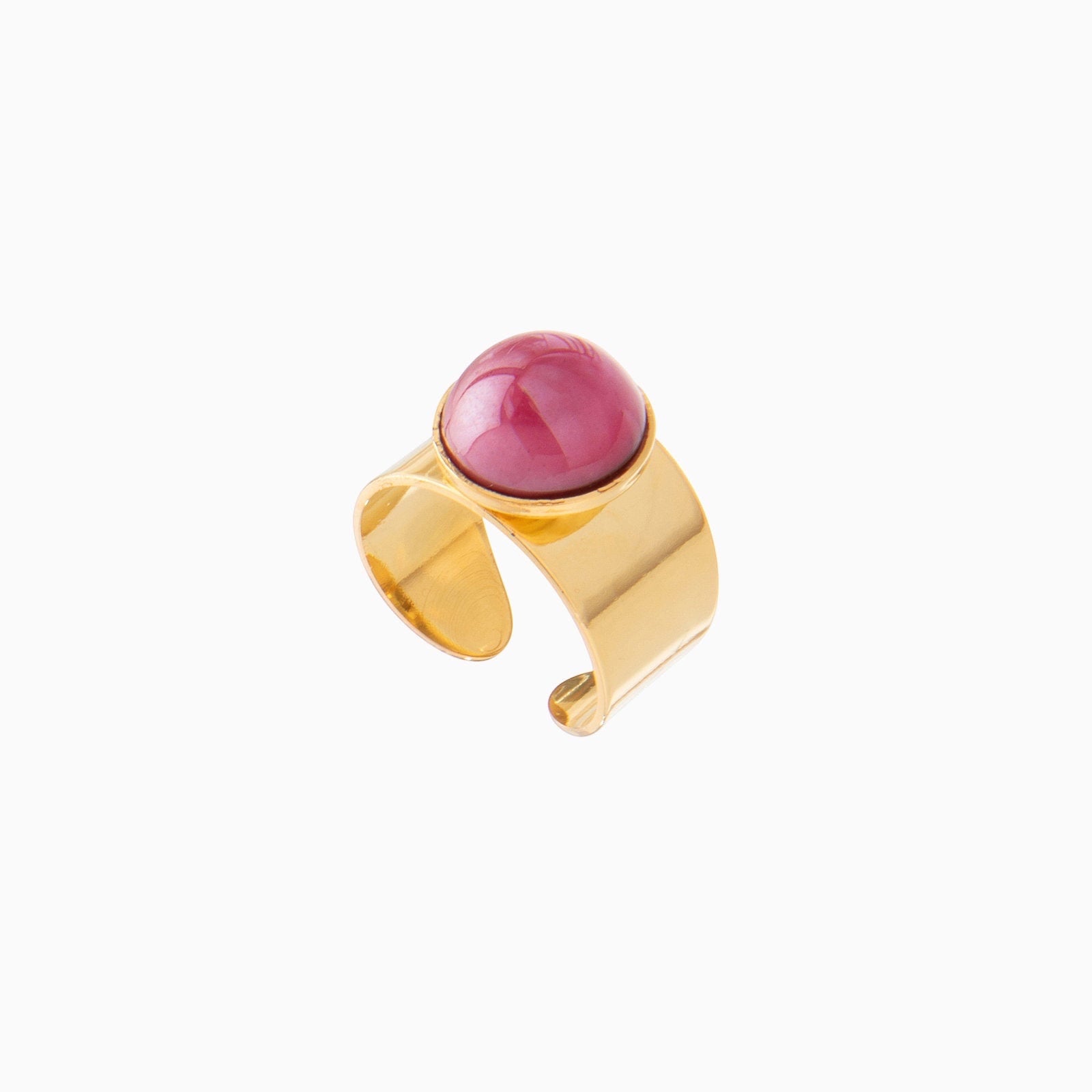 Seaside Serenity Murano glass band ring, 18KT gold finish over brass — detail of the lampwork beads.