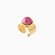 Seaside Serenity Murano glass band ring, 18KT gold finish over brass — detail of the lampwork beads.