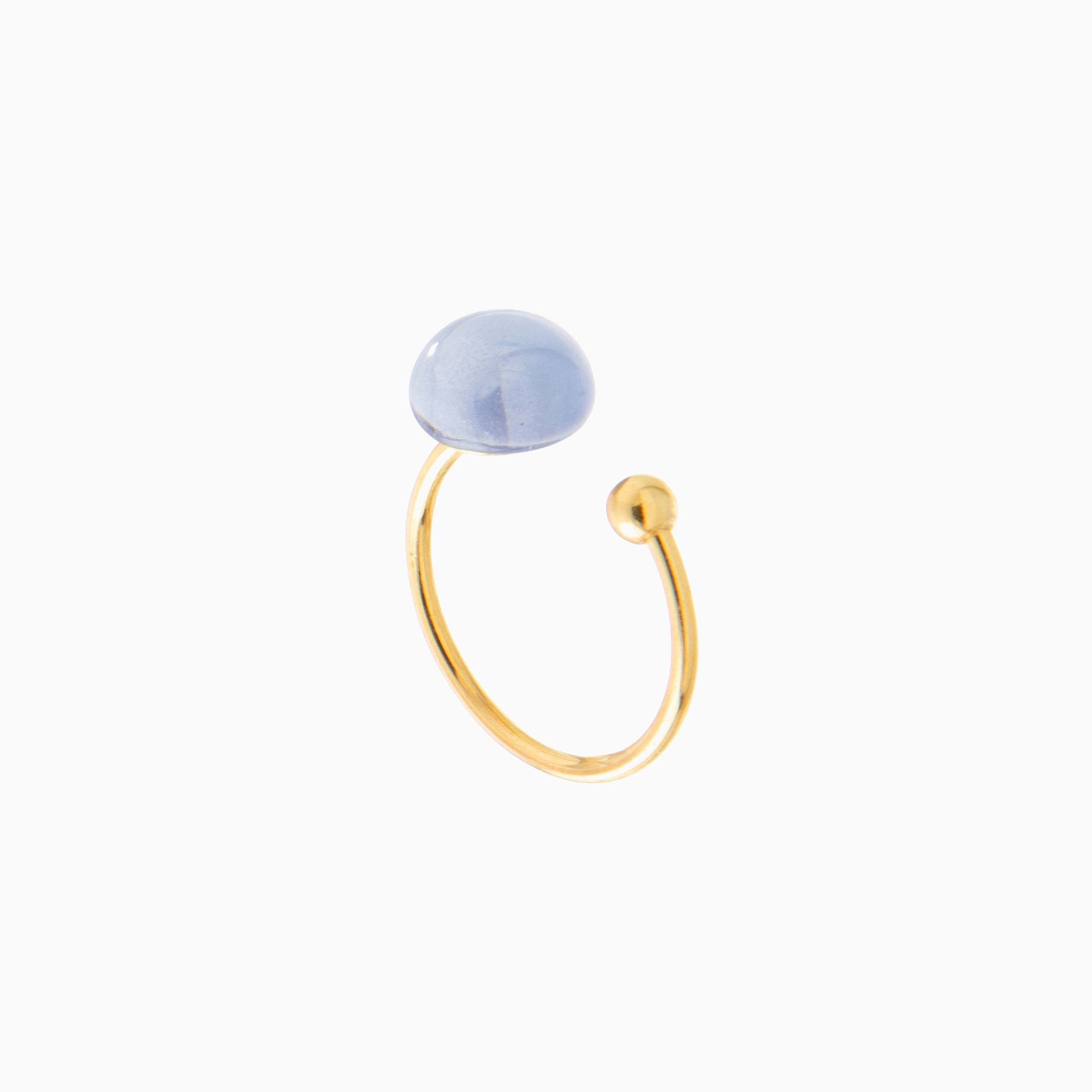 Seaside Serenity ring, Murano glass with 18KT gold finish over brass, Made in Italy — three-quarter view.