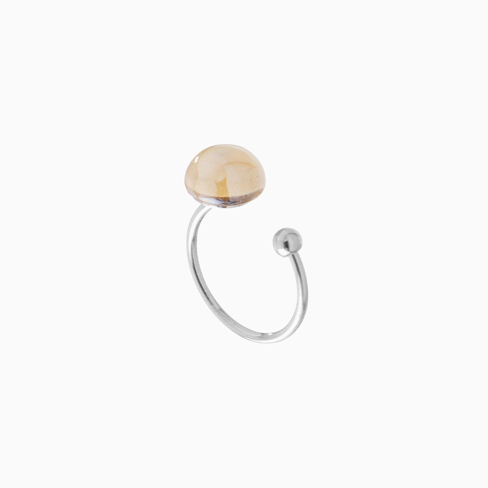 Seaside Serenity ring, Murano glass with rhodium finish over brass, Made in Italy — top view.