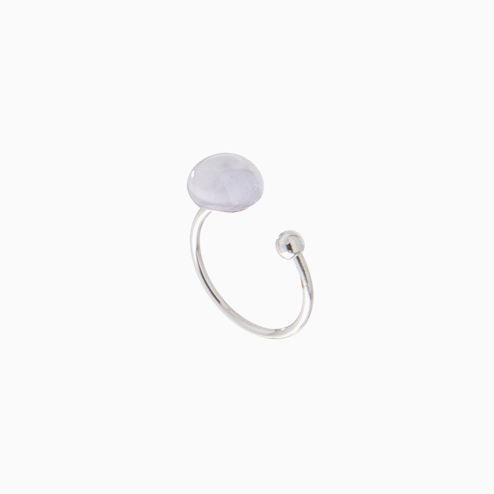 Seaside Serenity ring, Murano glass with rhodium finish over brass, Made in Italy — three-quarter view.