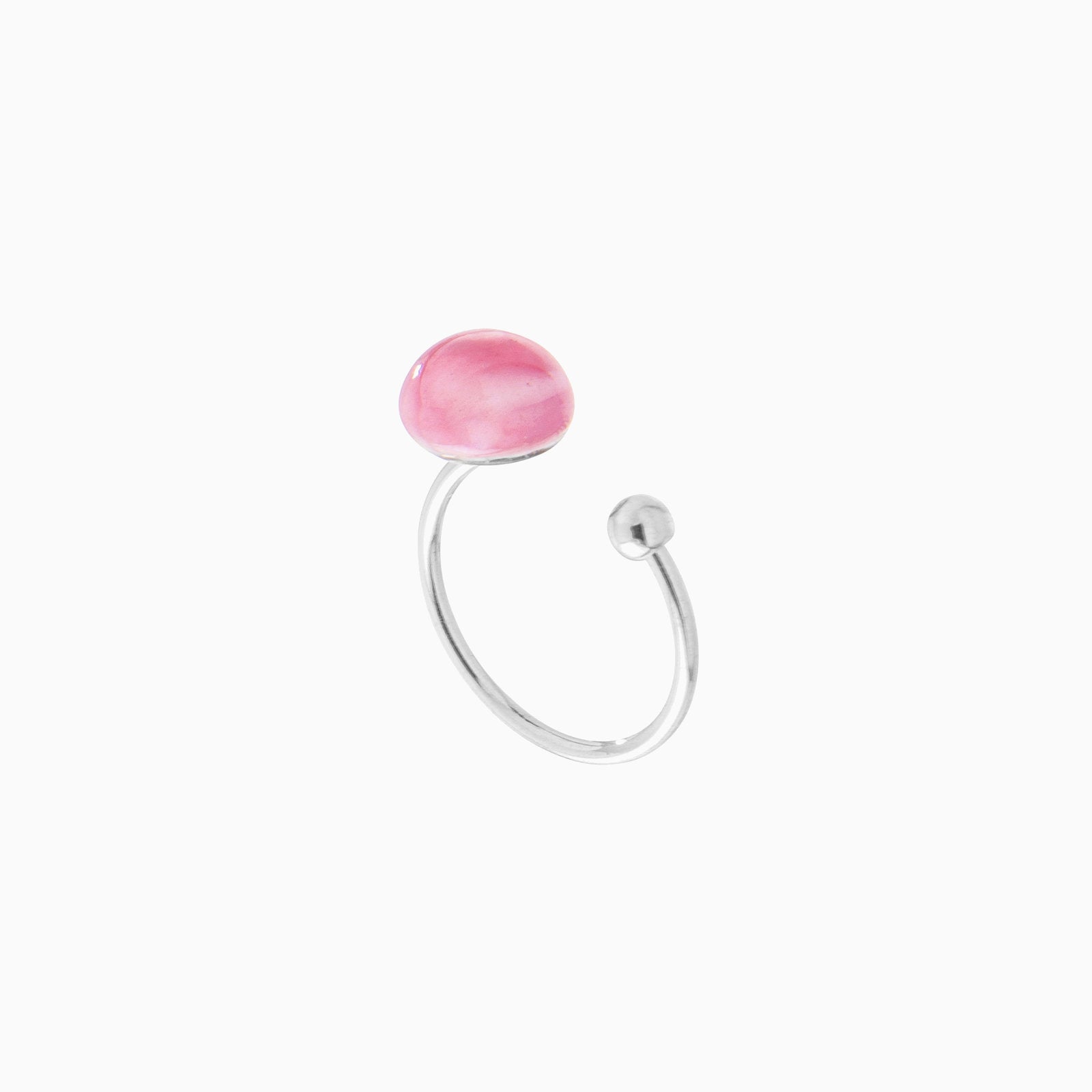 Seaside Serenity ring, Murano glass with rhodium finish over brass, Made in Italy — overhead view.