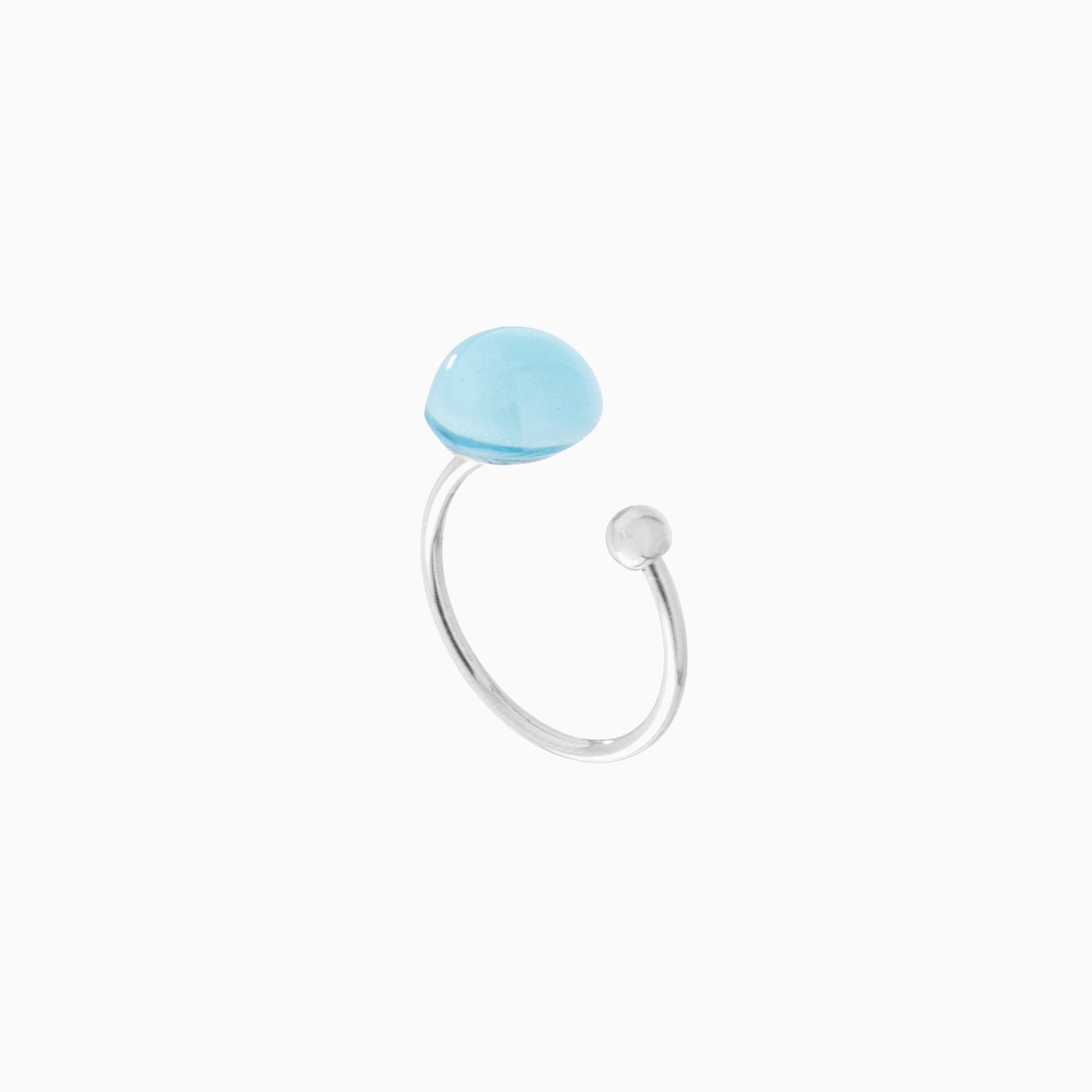 Seaside Serenity ring, Murano glass with rhodium finish over brass, Made in Italy — side view.