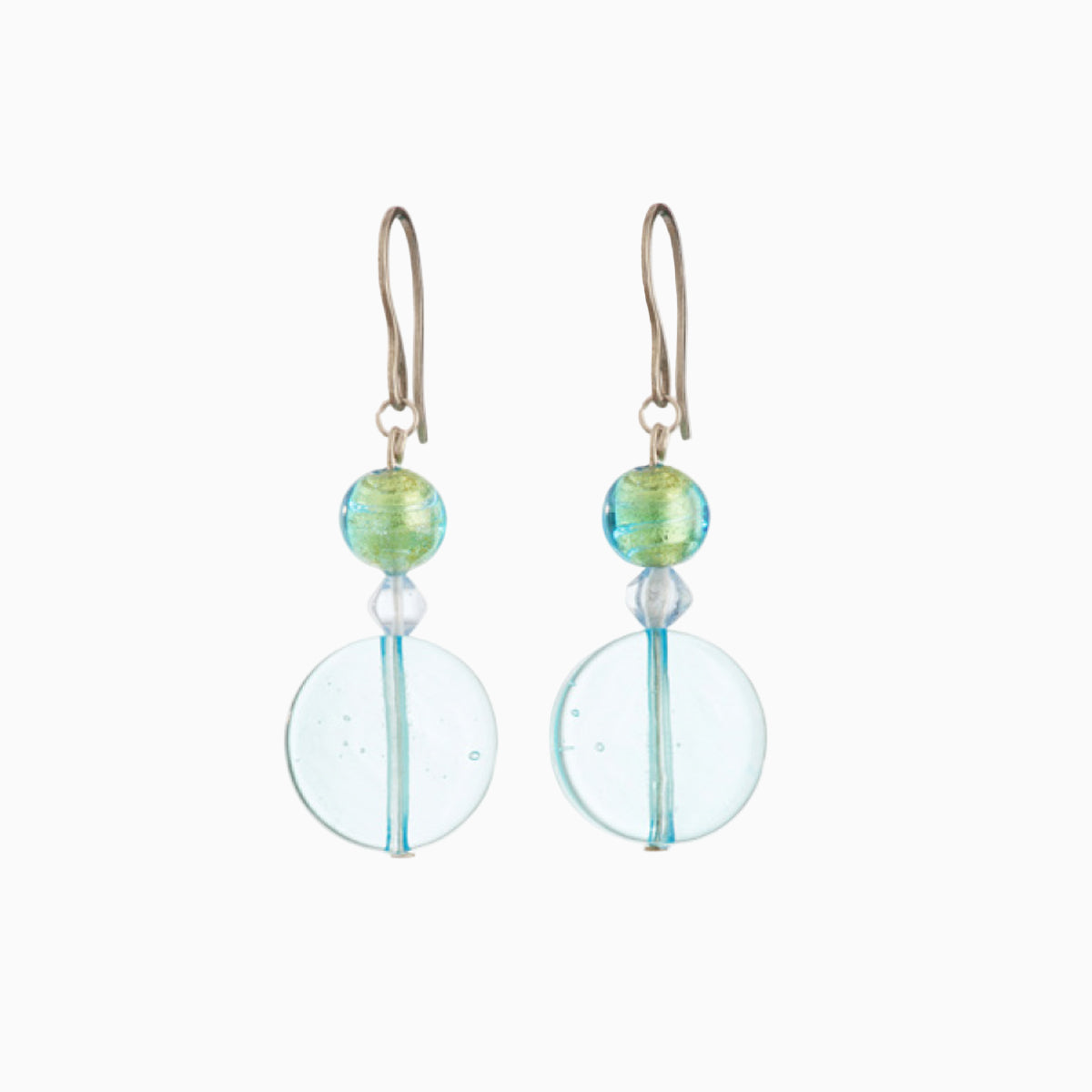 Murano glass earrings, 18KT Gold Finish over Brass and Stainless Steel hooks – Sunset Mirage Collection