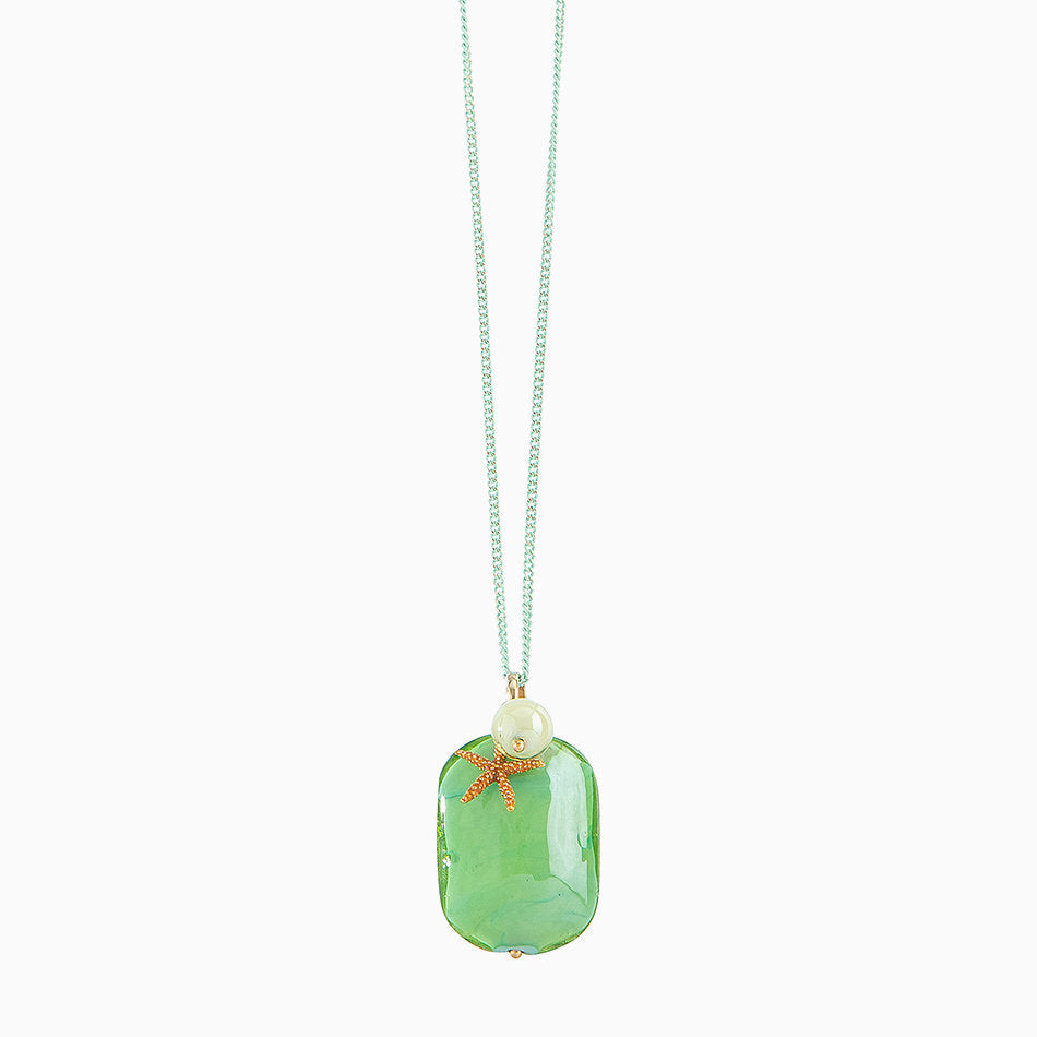 Alyssa Pendant Necklace, Murano glass with Gold Finish over Brass,  Tone on Tone chain, Stainless Steel clasp. Made in Italy – Alyssa Collection
