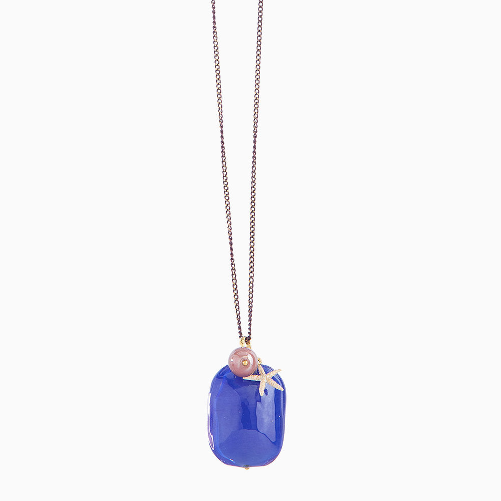 Alyssa Pendant Necklace, Murano glass with Gold Finish over Brass,  Tone on Tone chain, Stainless Steel clasp. Made in Italy – Alyssa Collection
