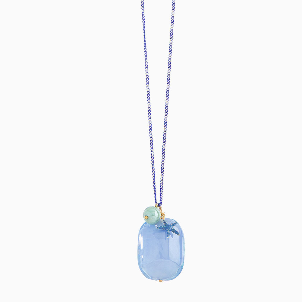 Alyssa Pendant Necklace, Murano glass with Gold Finish over Brass,  Tone on Tone chain, Made in Italy – Alyssa Collection

