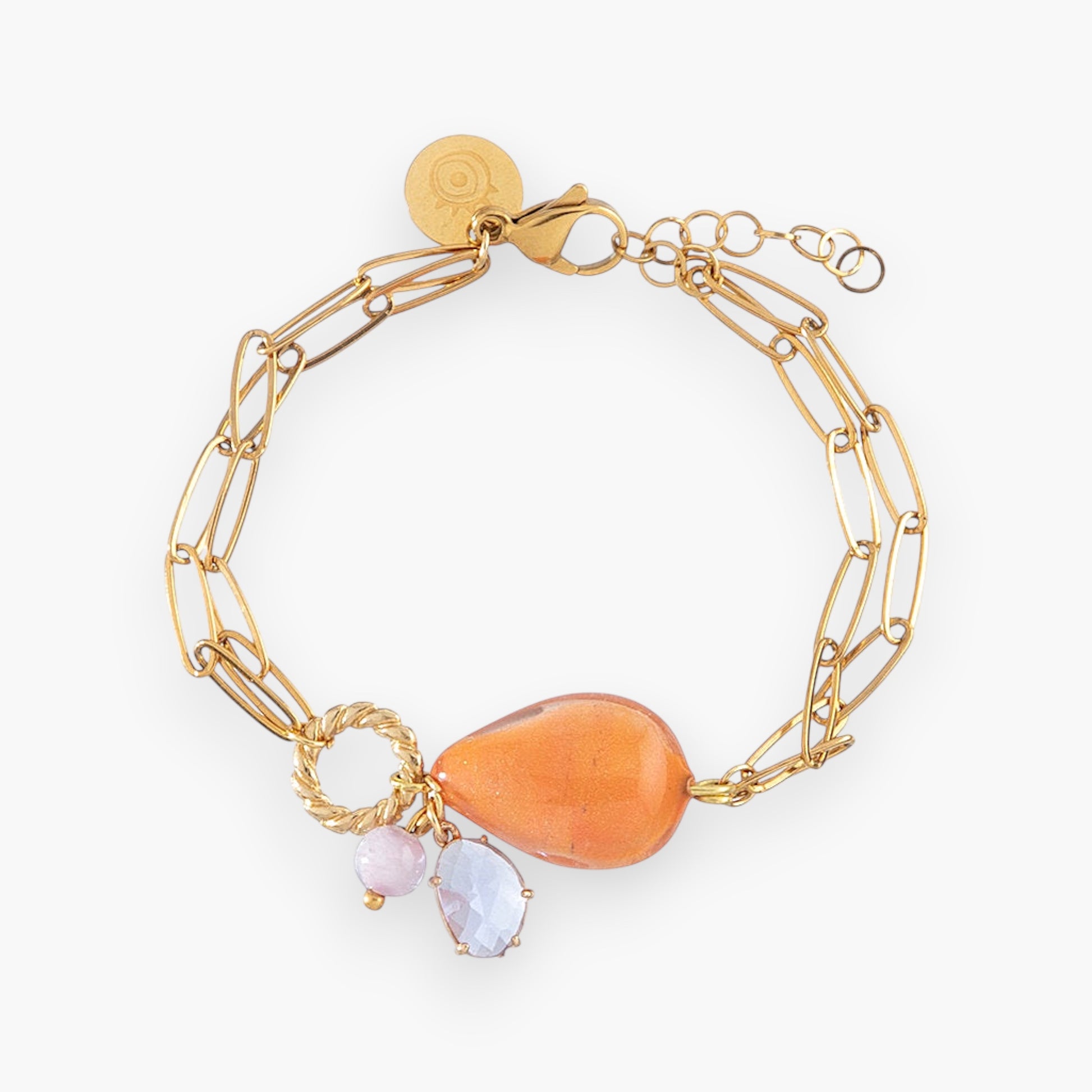 Jasmine Bracelet, Murano glass available in 18KT Gold Finish over Brass, with Stainless Steel clasp, Made in Italy – Jasmine Collection