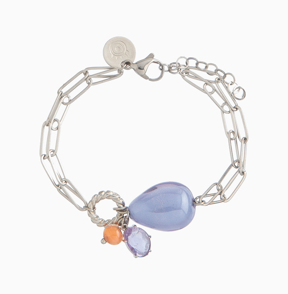 Jasmine Bracelet, Murano glass with Rhodium Finish over Brass and Stainless Steel, Made in Italy – Jasmine Collection
