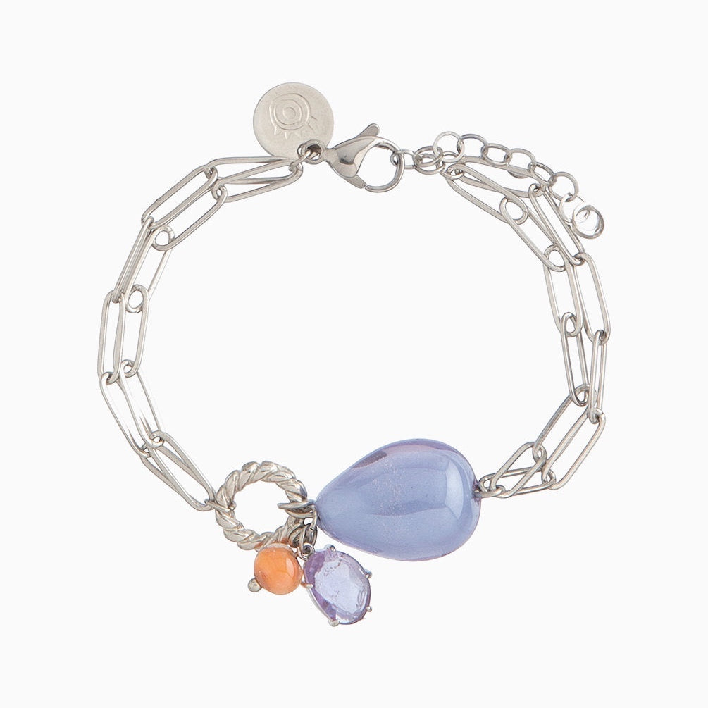 Jasmine Bracelet, Murano glass with Rhodium Finish over Brass and Stainless Steel clasp, Made in Italy – Jasmine Collection