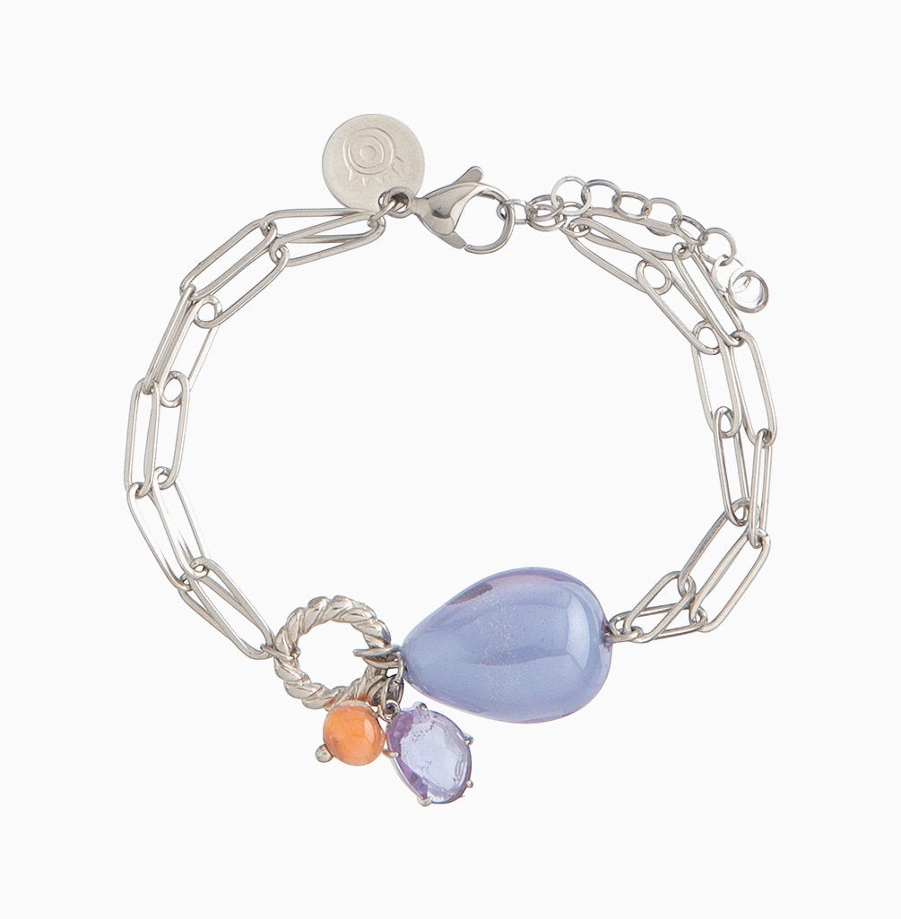 Jasmine Bracelet, Murano glass with Rhodium Finish over Brass and Stainless Steel clasp, Made in Italy – Jasmine Collection
